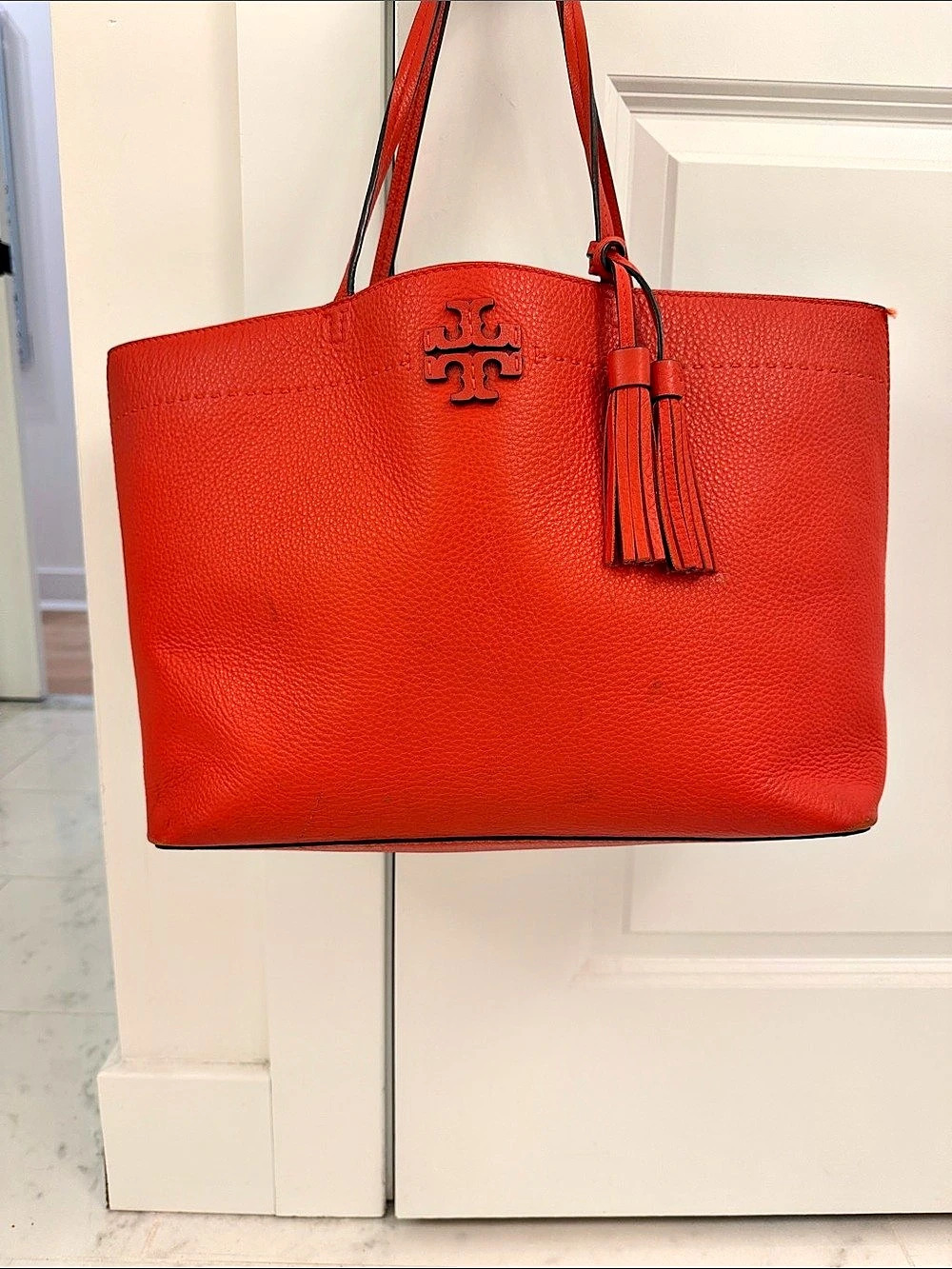 Tory Burch Miller Red Leather Tote